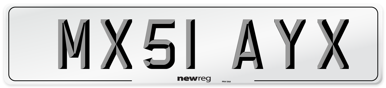 MX51 AYX Number Plate from New Reg